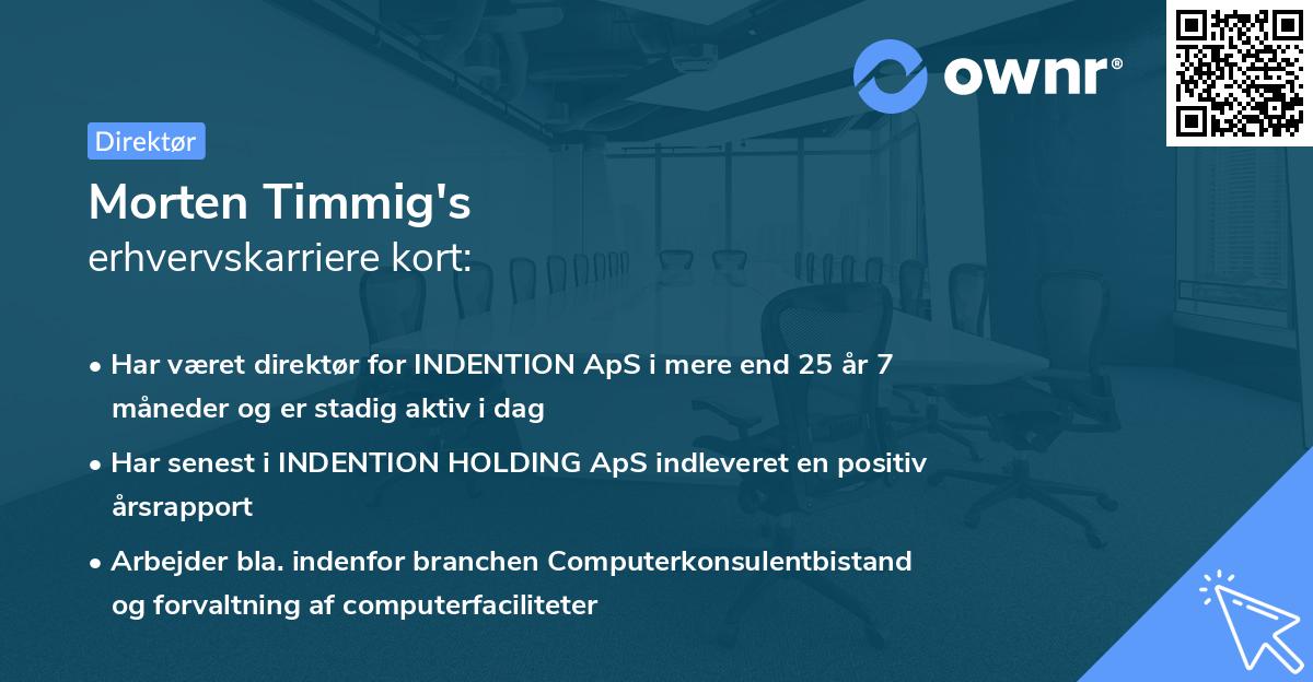 Morten Timmig's erhvervskarriere kort