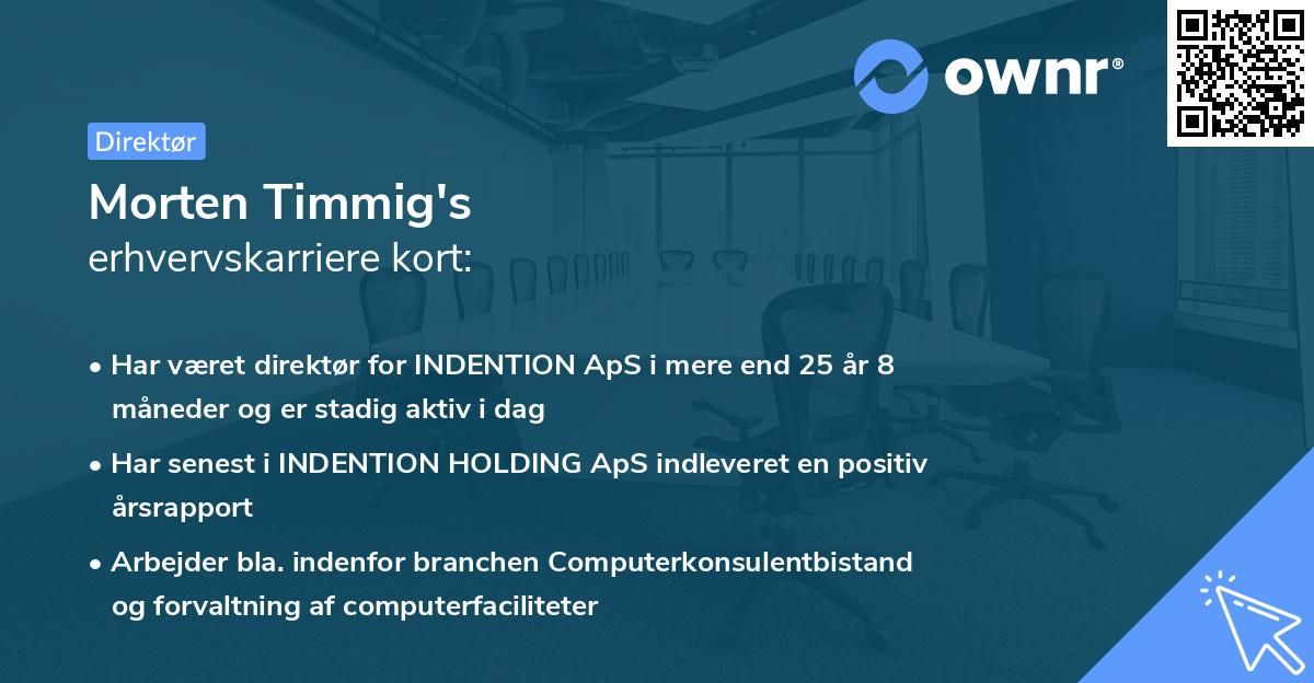 Morten Timmig's erhvervskarriere kort