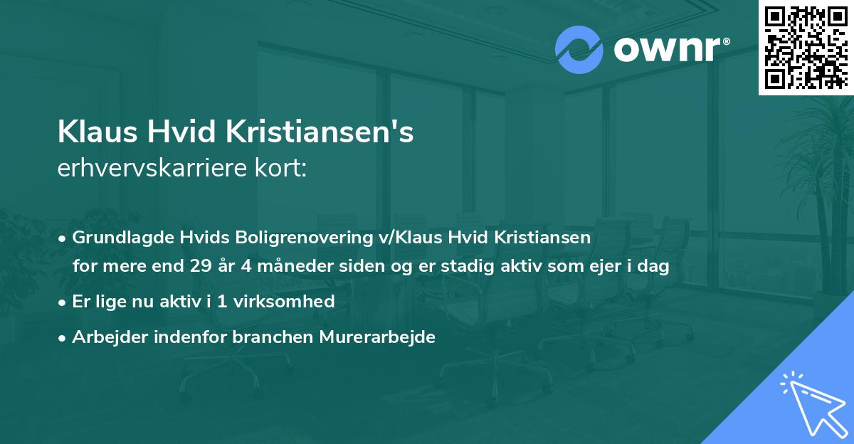Klaus Hvid Kristiansen's erhvervskarriere kort