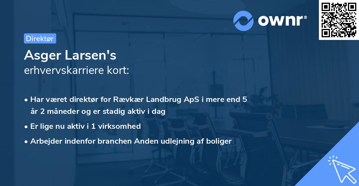 Asger Larsen's erhvervskarriere kort