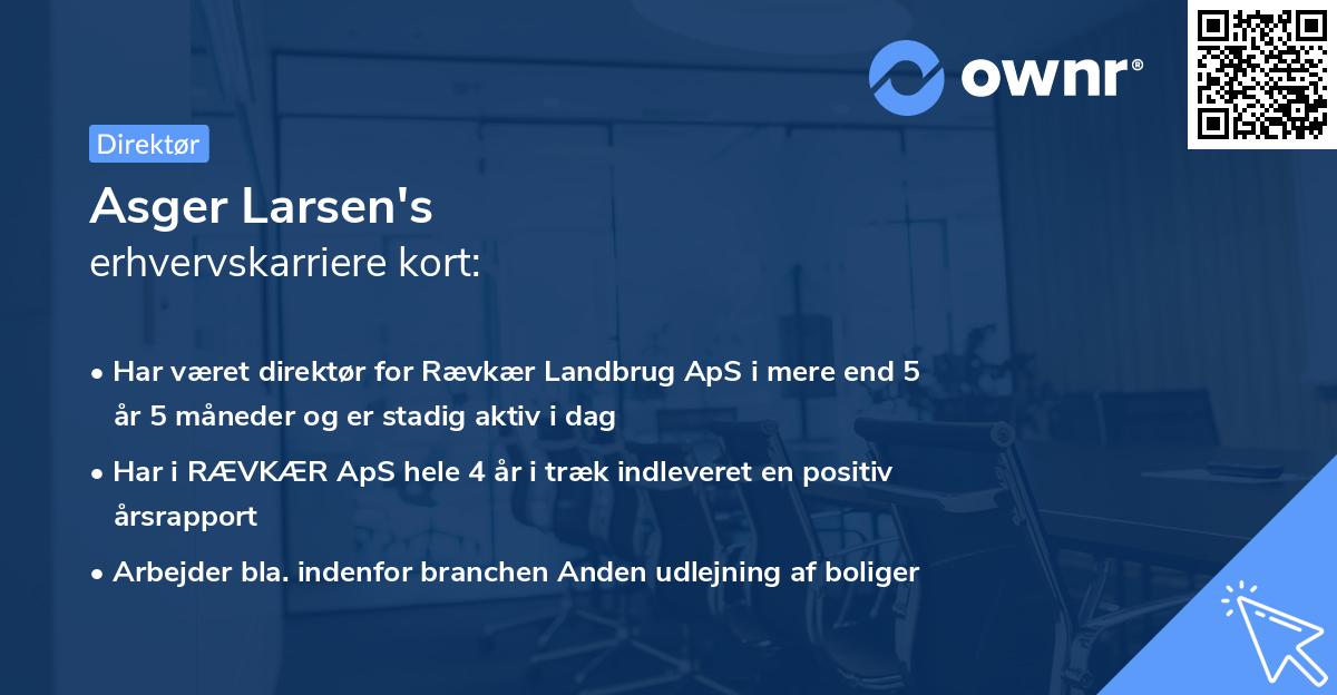 Asger Larsen's erhvervskarriere kort