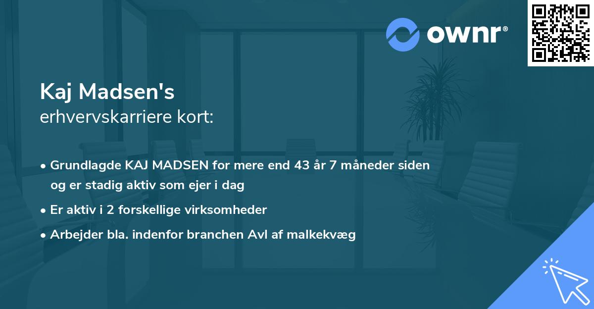 Kaj Madsen's erhvervskarriere kort