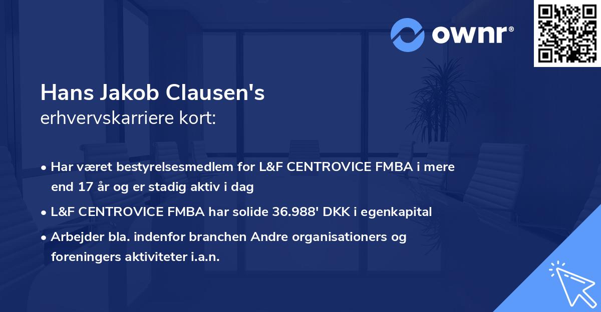 Hans Jakob Clausen's erhvervskarriere kort