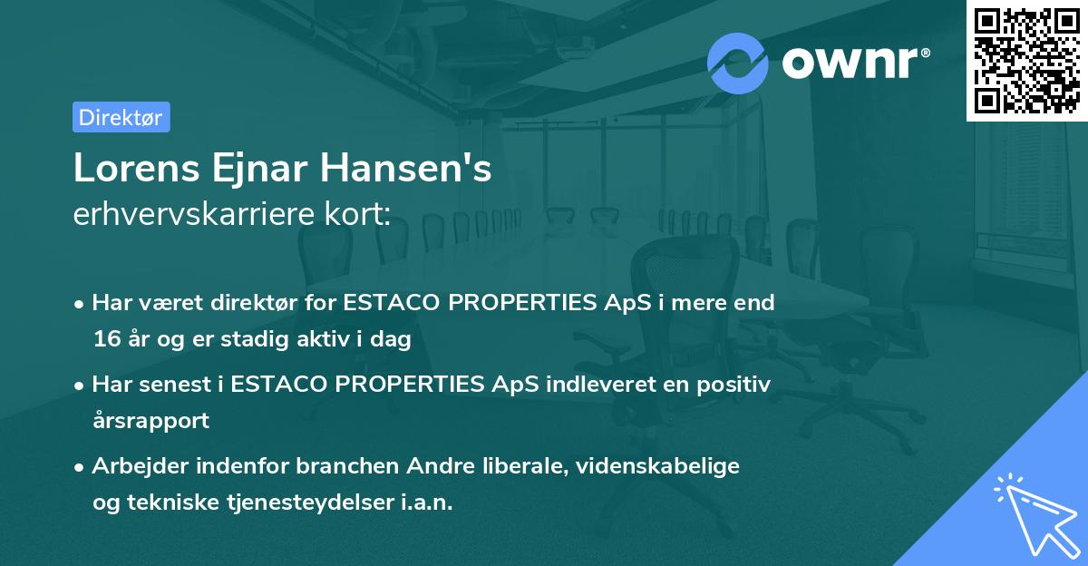 Lorens Ejnar Hansen's erhvervskarriere kort