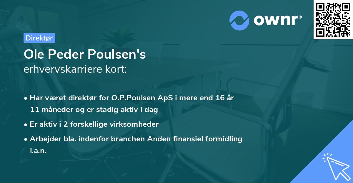 Ole Peder Poulsen's erhvervskarriere kort
