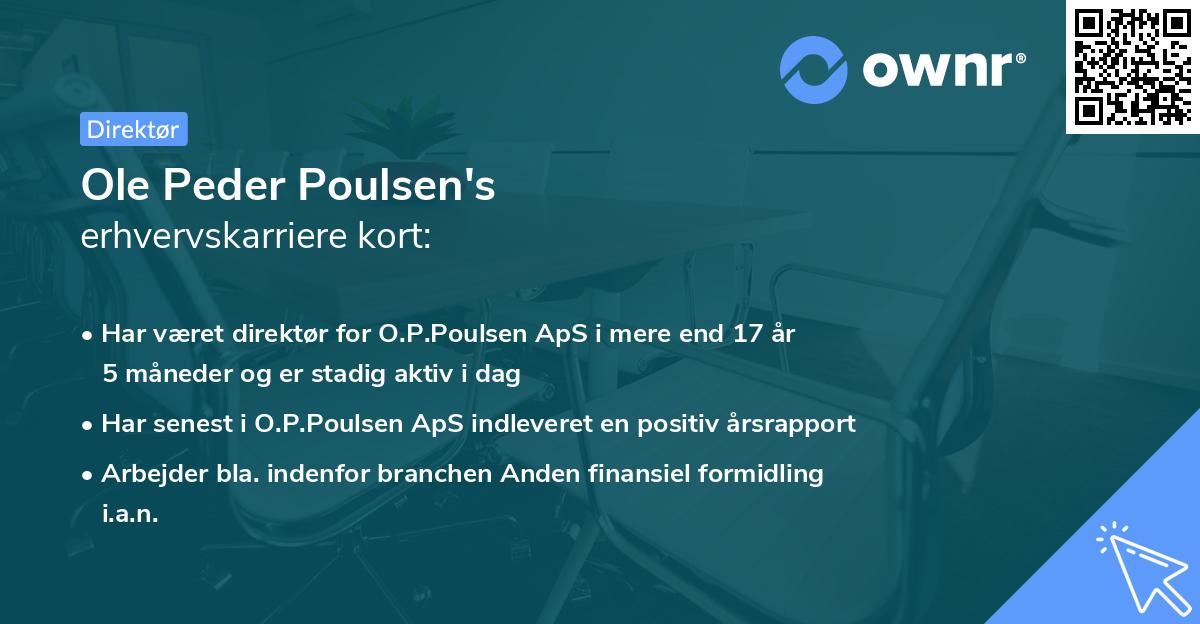 Ole Peder Poulsen's erhvervskarriere kort