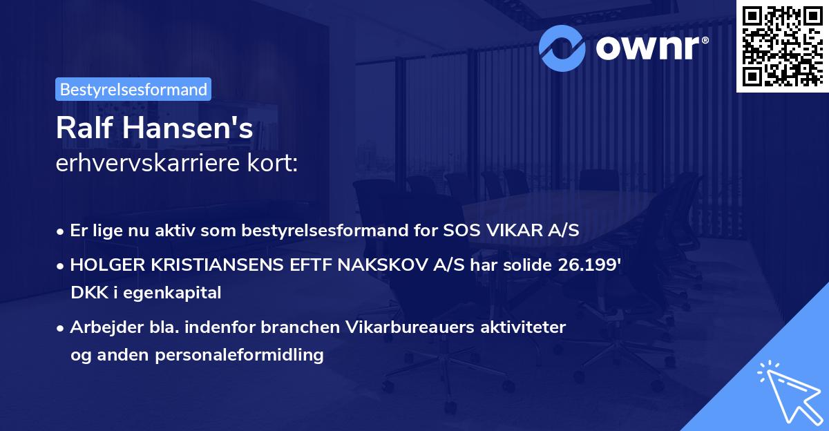 Ralf Hansen's erhvervskarriere kort