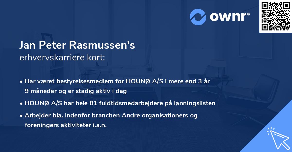 Jan Peter Rasmussen's erhvervskarriere kort