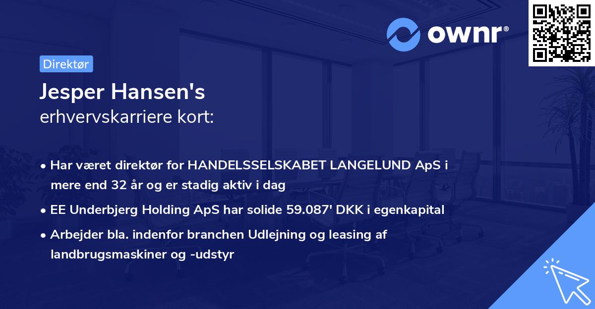 Jesper Hansen's erhvervskarriere kort