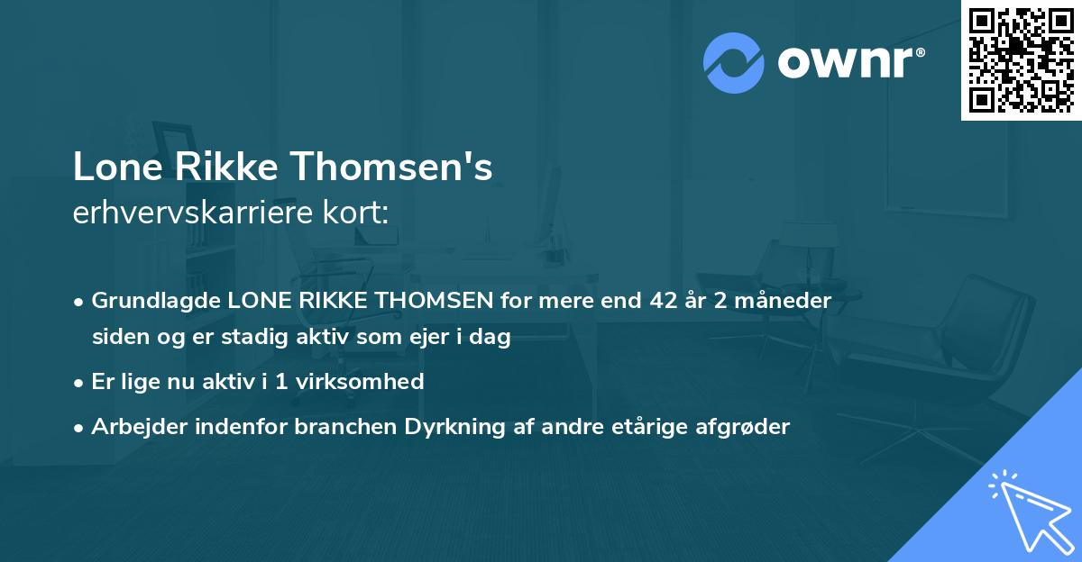 Lone Rikke Thomsen's erhvervskarriere kort