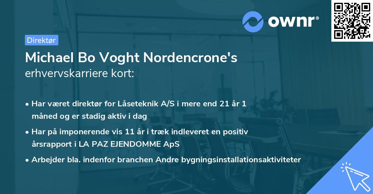 Michael Bo Voght Nordencrone's erhvervskarriere kort