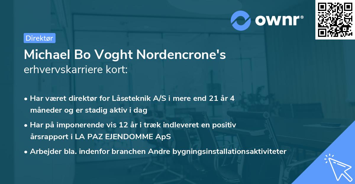 Michael Bo Voght Nordencrone's erhvervskarriere kort