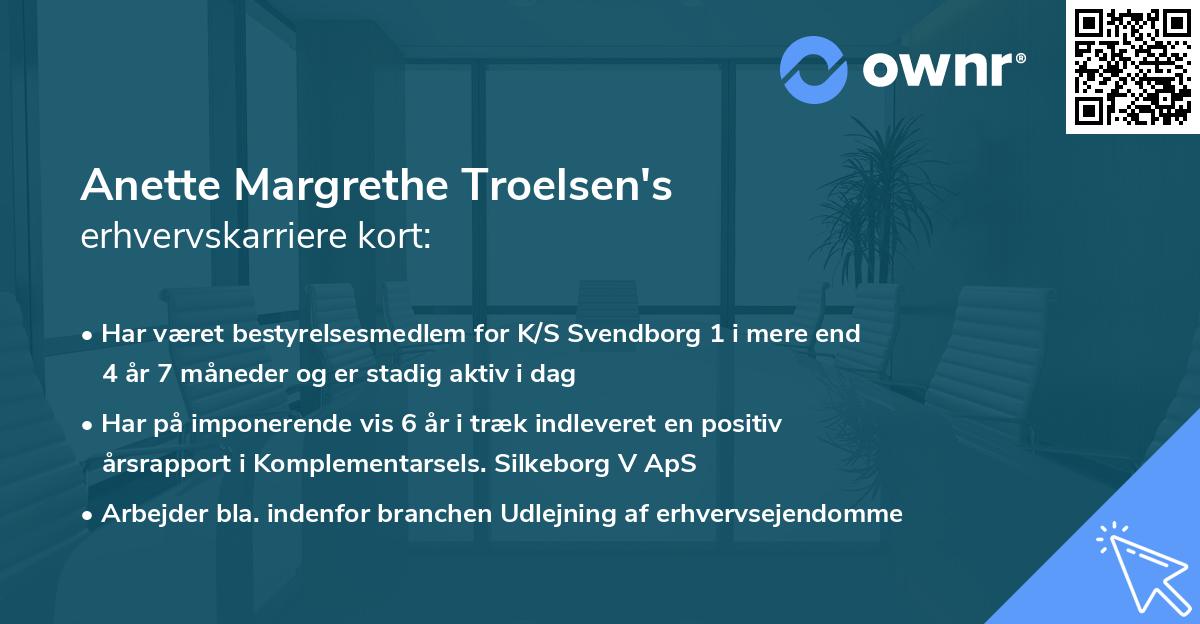 Anette Margrethe Troelsen's erhvervskarriere kort