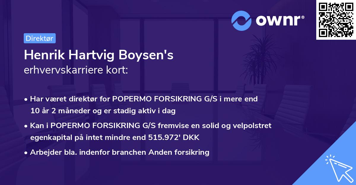 Henrik Hartvig Boysen's erhvervskarriere kort