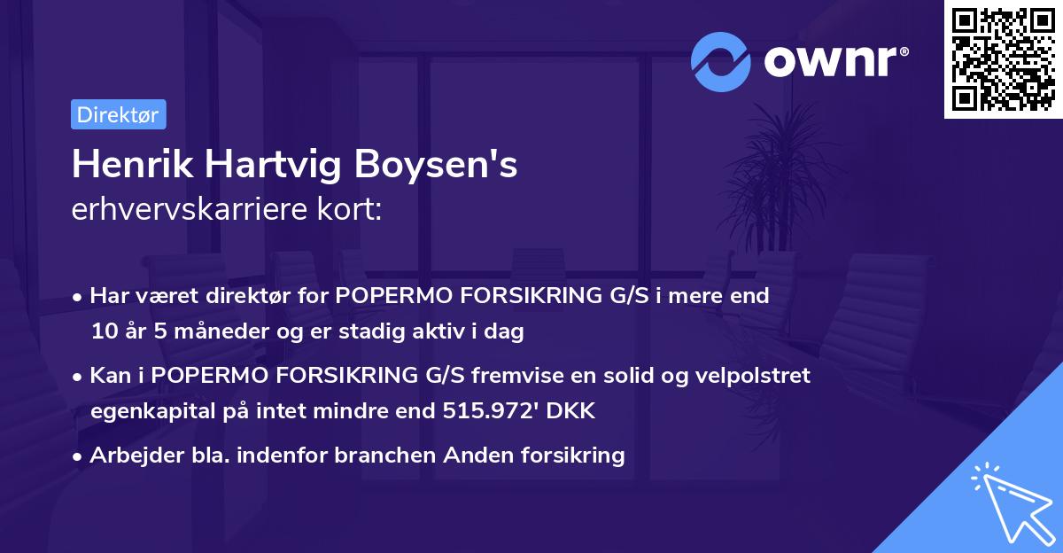 Henrik Hartvig Boysen's erhvervskarriere kort