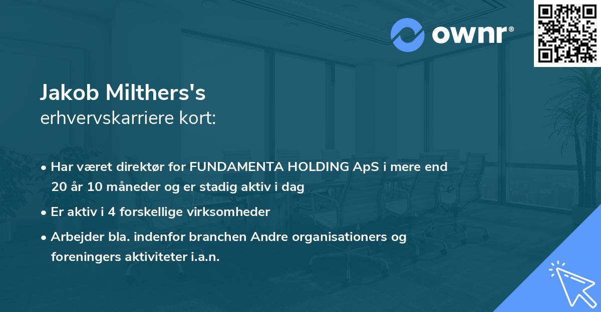 Jakob Milthers's erhvervskarriere kort