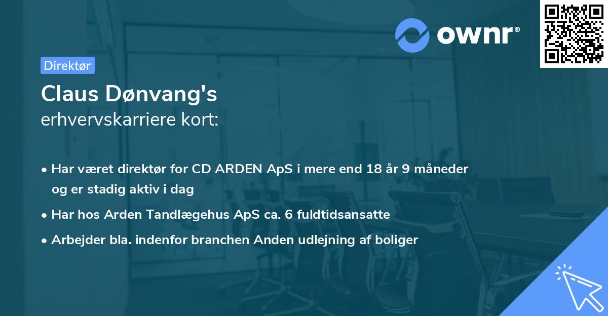 Claus Dønvang's erhvervskarriere kort