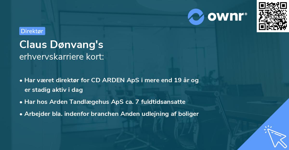 Claus Dønvang's erhvervskarriere kort