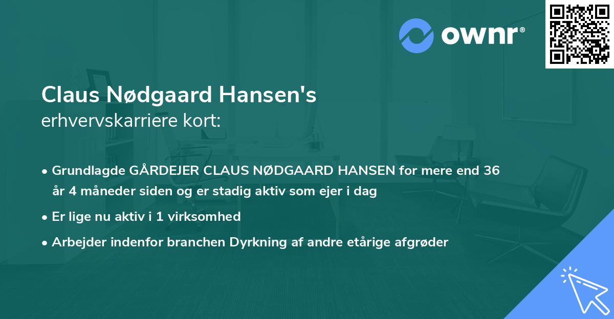 Claus Nødgaard Hansen's erhvervskarriere kort