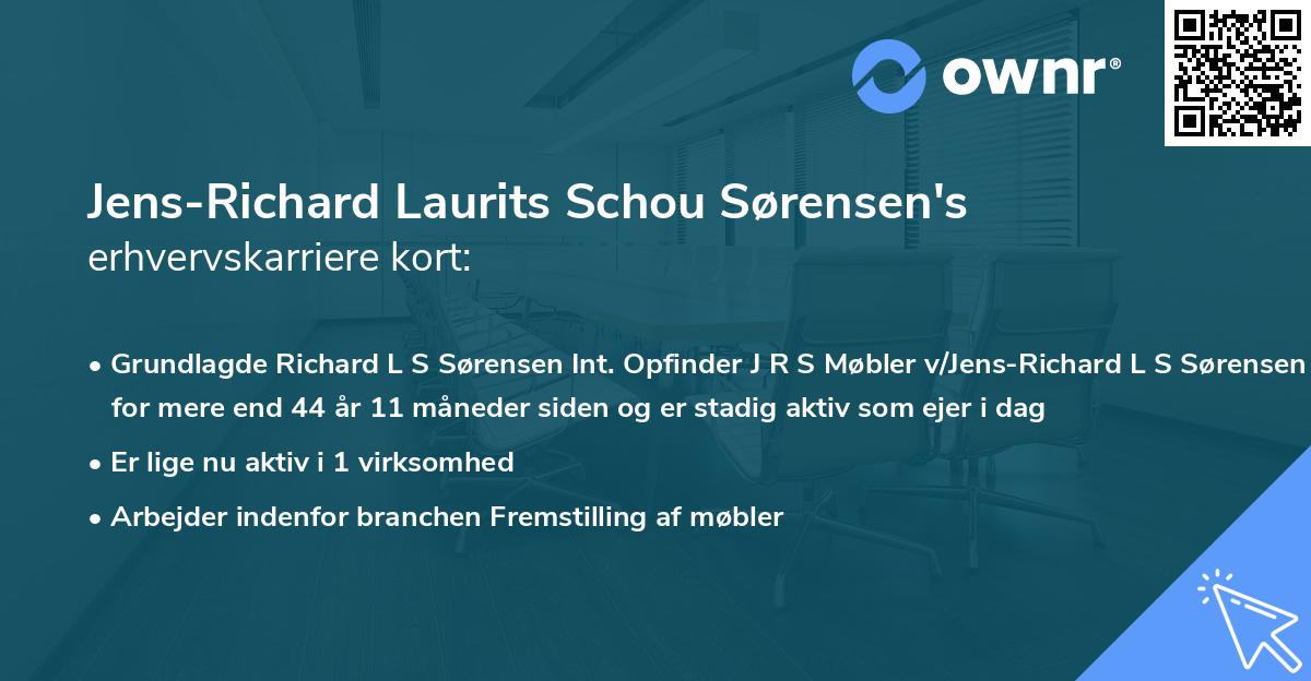 Jens-Richard Laurits Schou Sørensen's erhvervskarriere kort