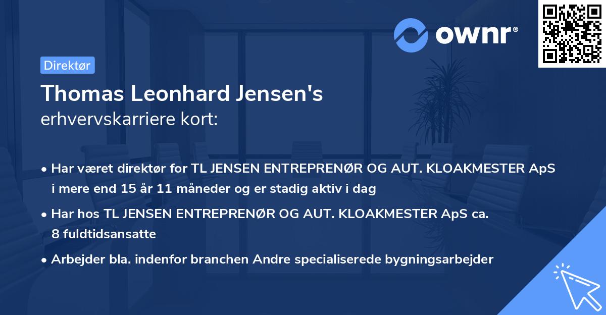 Thomas Leonhard Jensen's erhvervskarriere kort