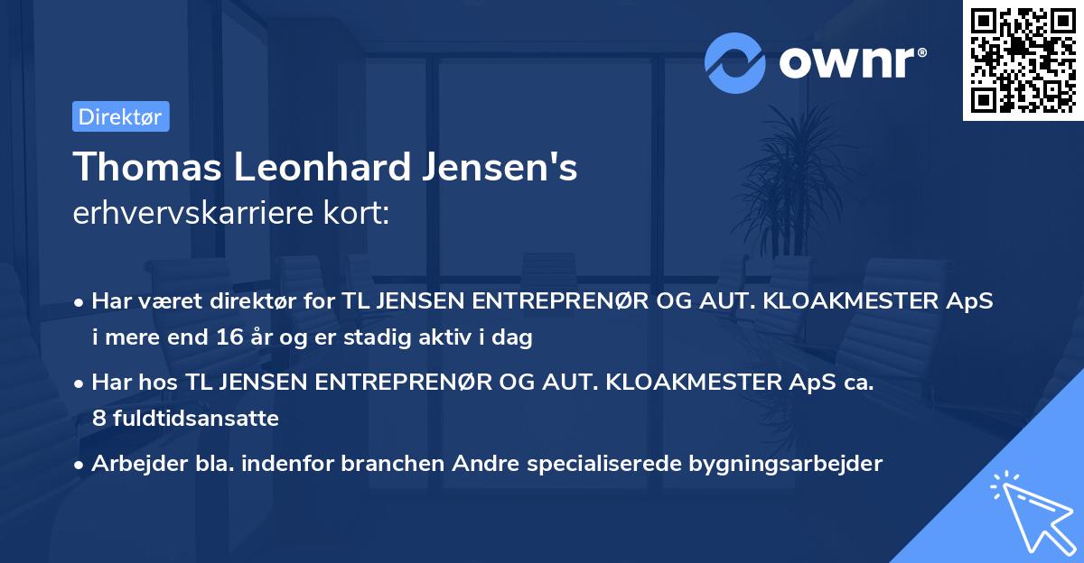 Thomas Leonhard Jensen's erhvervskarriere kort