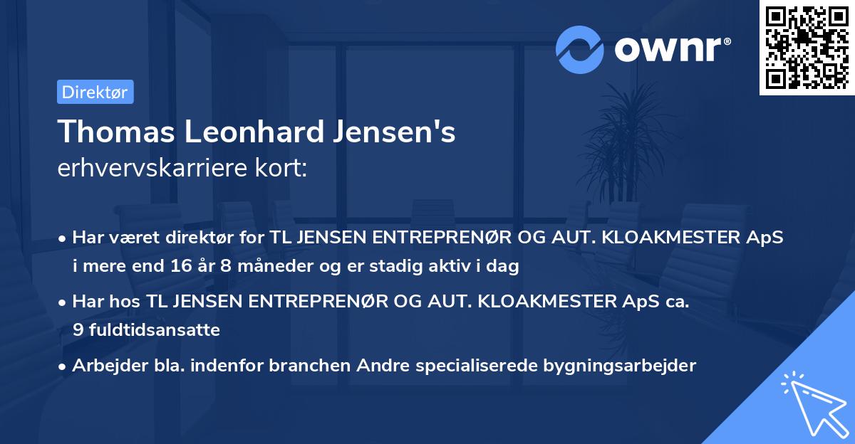 Thomas Leonhard Jensen's erhvervskarriere kort