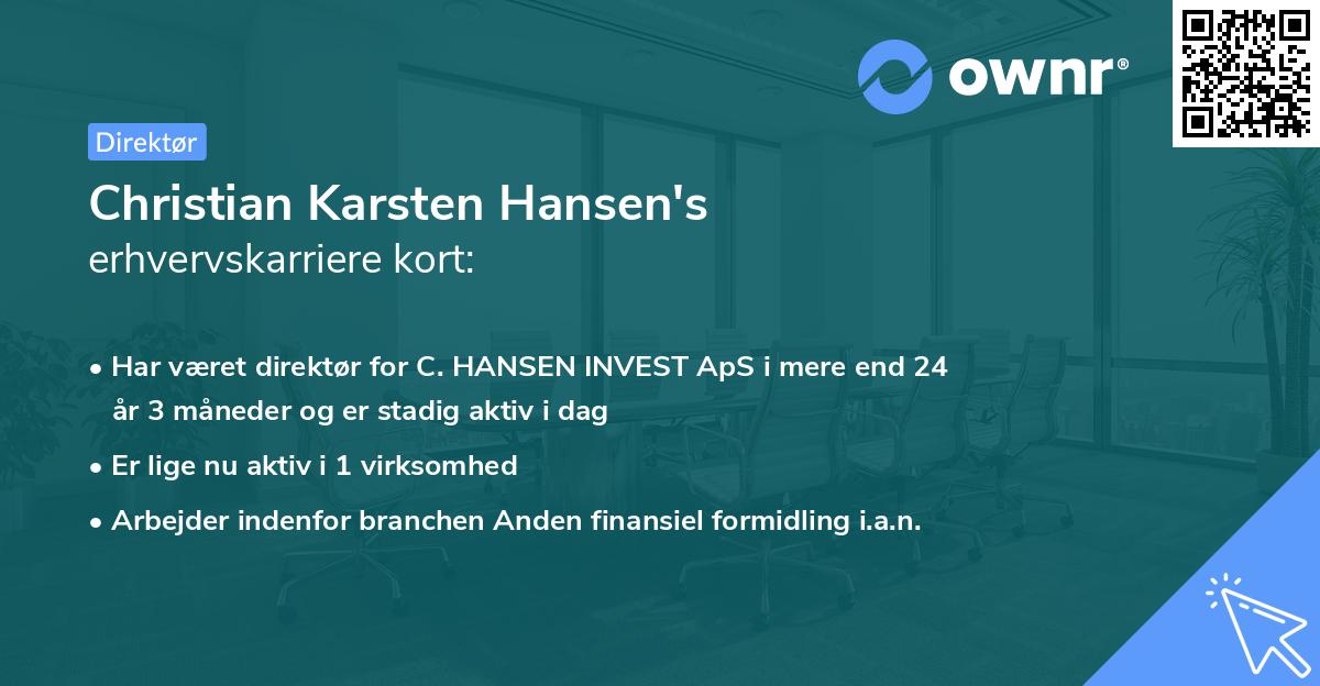 Christian Karsten Hansen's erhvervskarriere kort