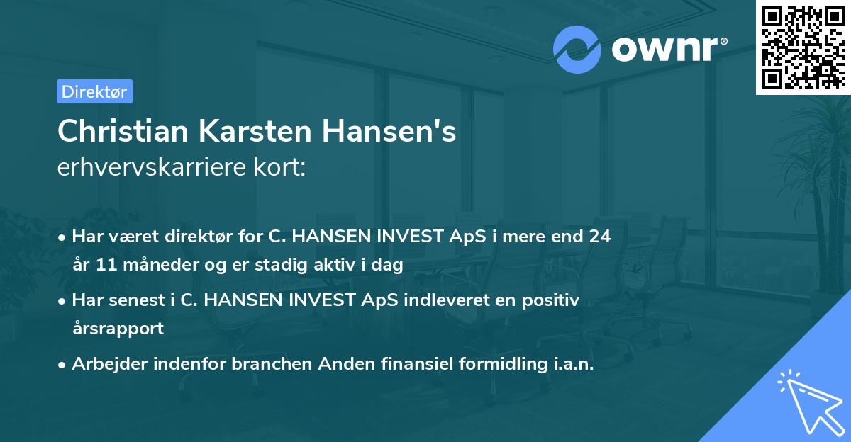 Christian Karsten Hansen's erhvervskarriere kort