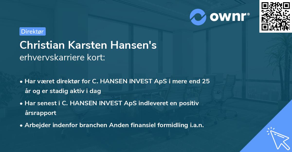 Christian Karsten Hansen's erhvervskarriere kort
