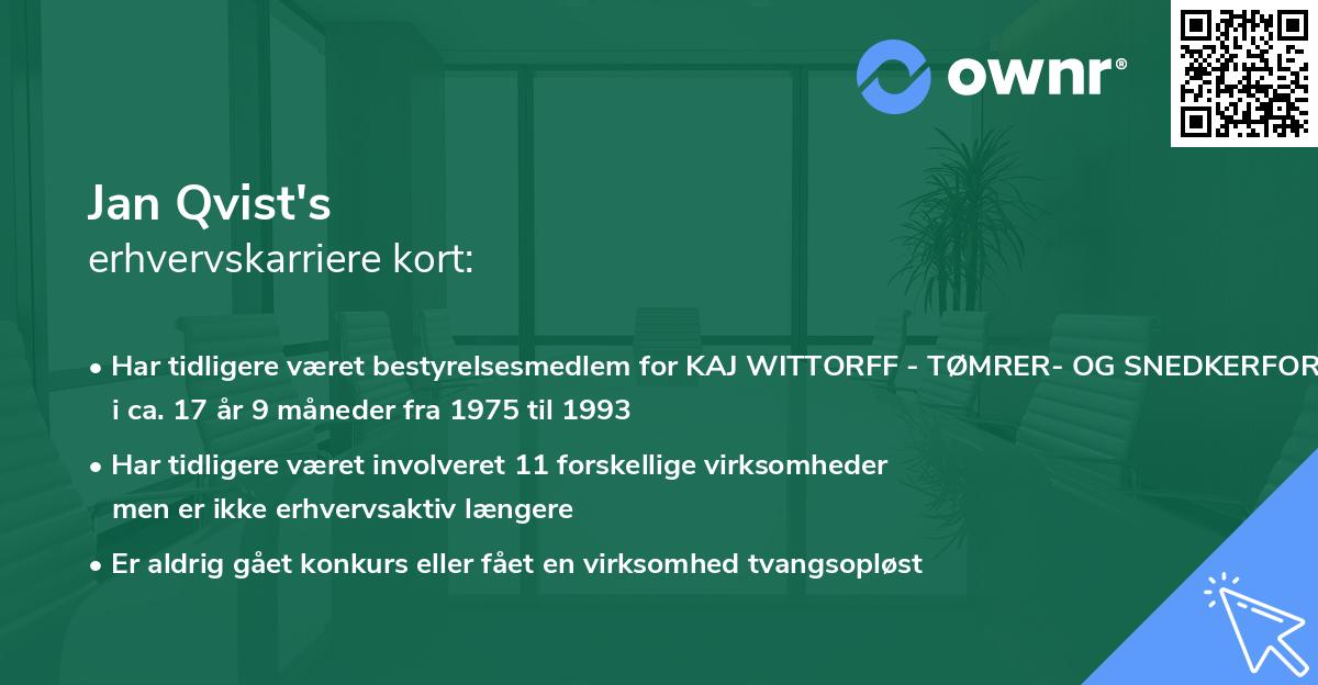 Jan Qvist's erhvervskarriere kort