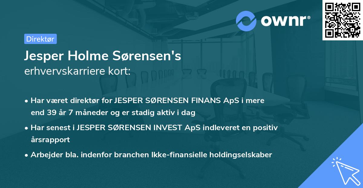 Jesper Holme Sørensen's erhvervskarriere kort