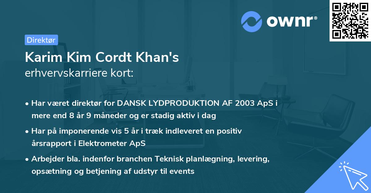 Karim Kim Cordt Khan's erhvervskarriere kort