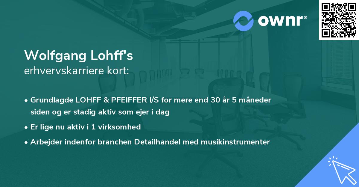 Wolfgang Lohff's erhvervskarriere kort