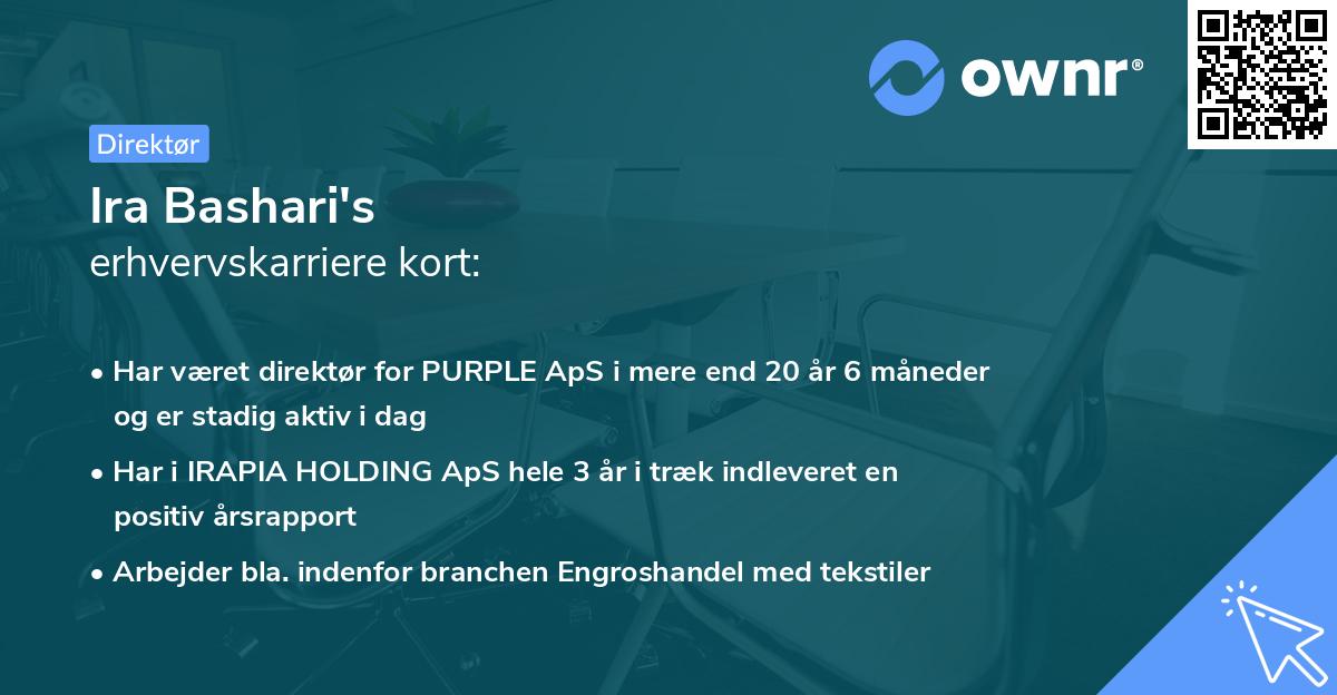 Ira Bashari's erhvervskarriere kort