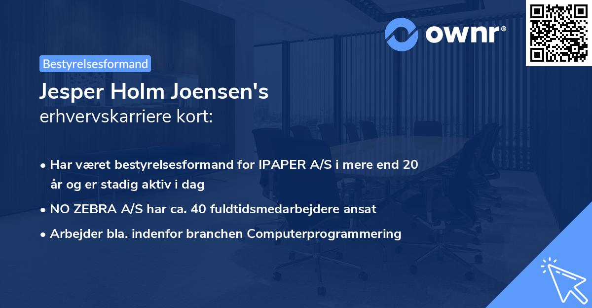 Jesper Holm Joensen's erhvervskarriere kort