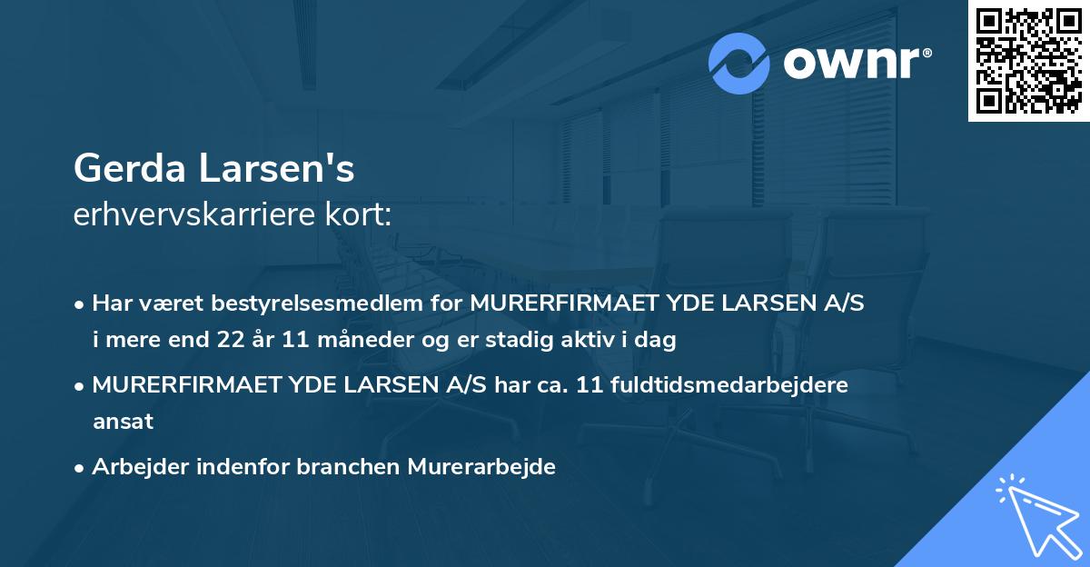 Gerda Larsen's erhvervskarriere kort