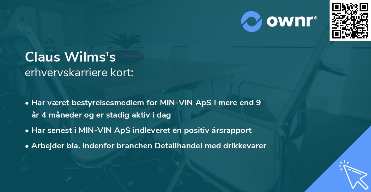 Claus Wilms's erhvervskarriere kort