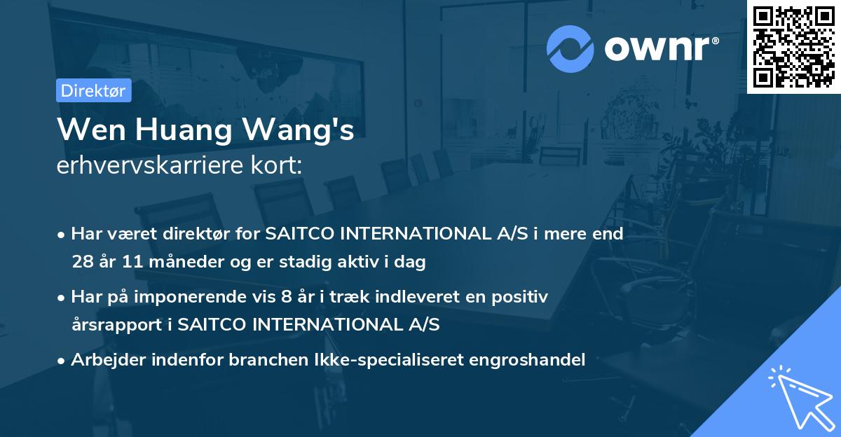 Wen Huang Wang's erhvervskarriere kort