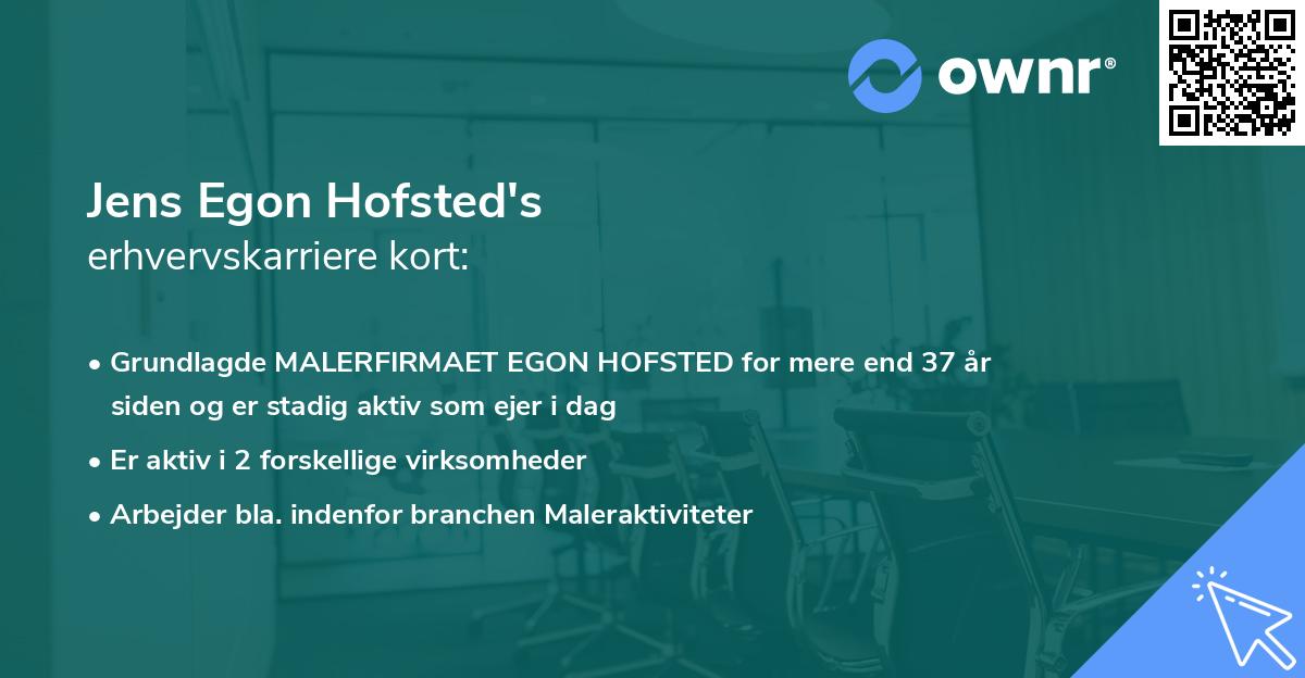 Jens Egon Hofsted's erhvervskarriere kort