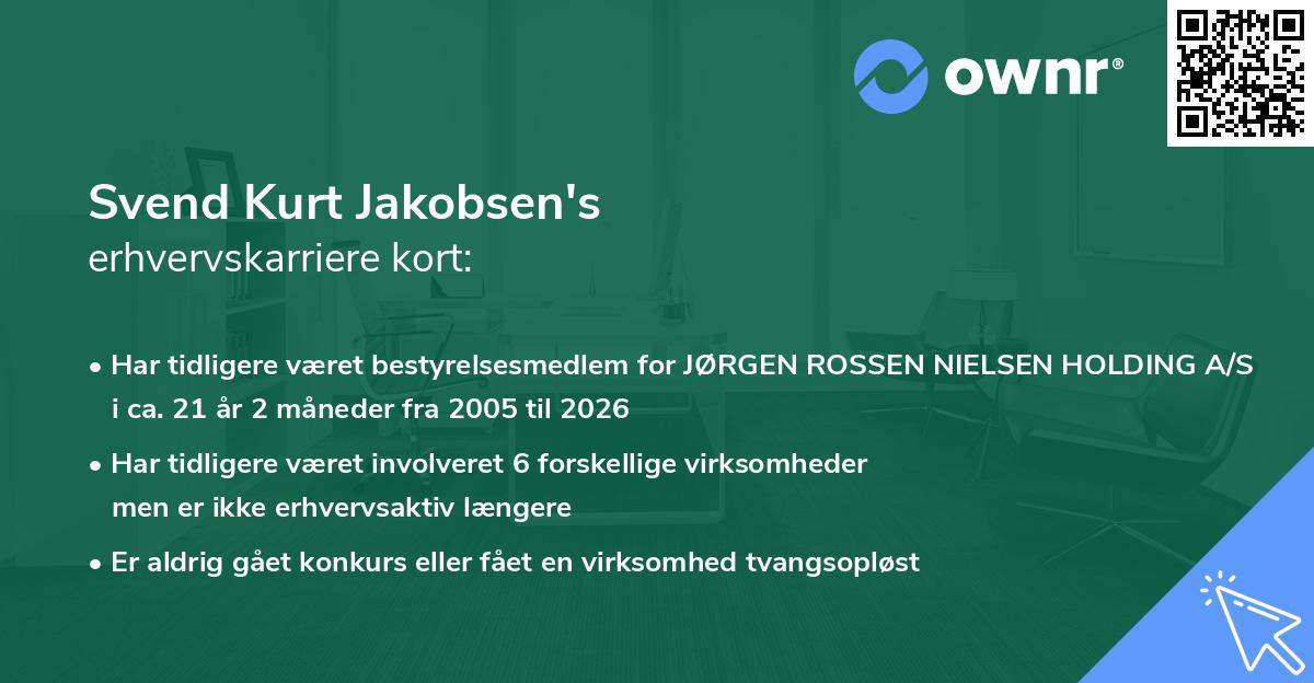 Svend Kurt Jakobsen's erhvervskarriere kort
