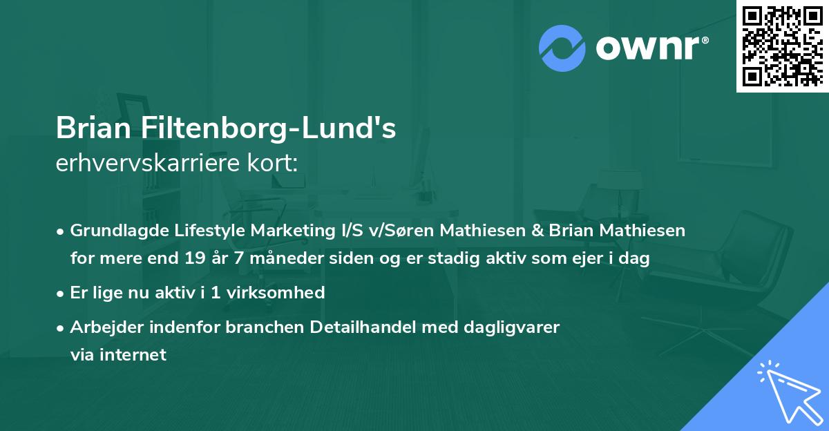 Brian Filtenborg-Lund's erhvervskarriere kort