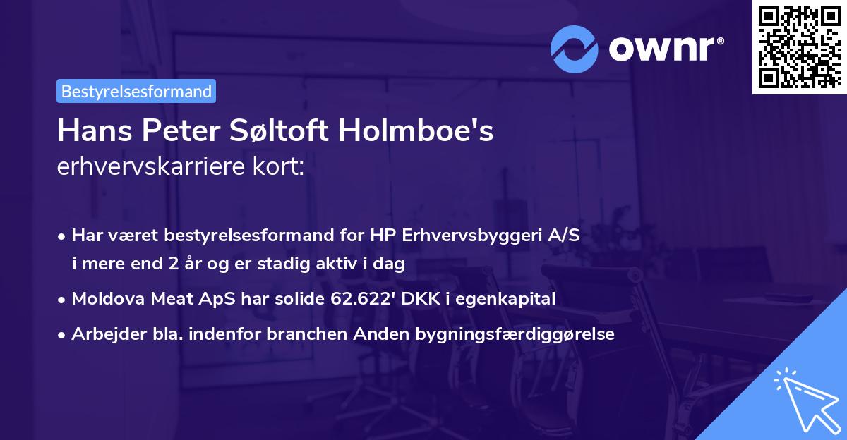Hans Peter Søltoft Holmboe's erhvervskarriere kort