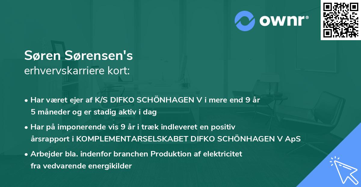 Søren Sørensen's erhvervskarriere kort