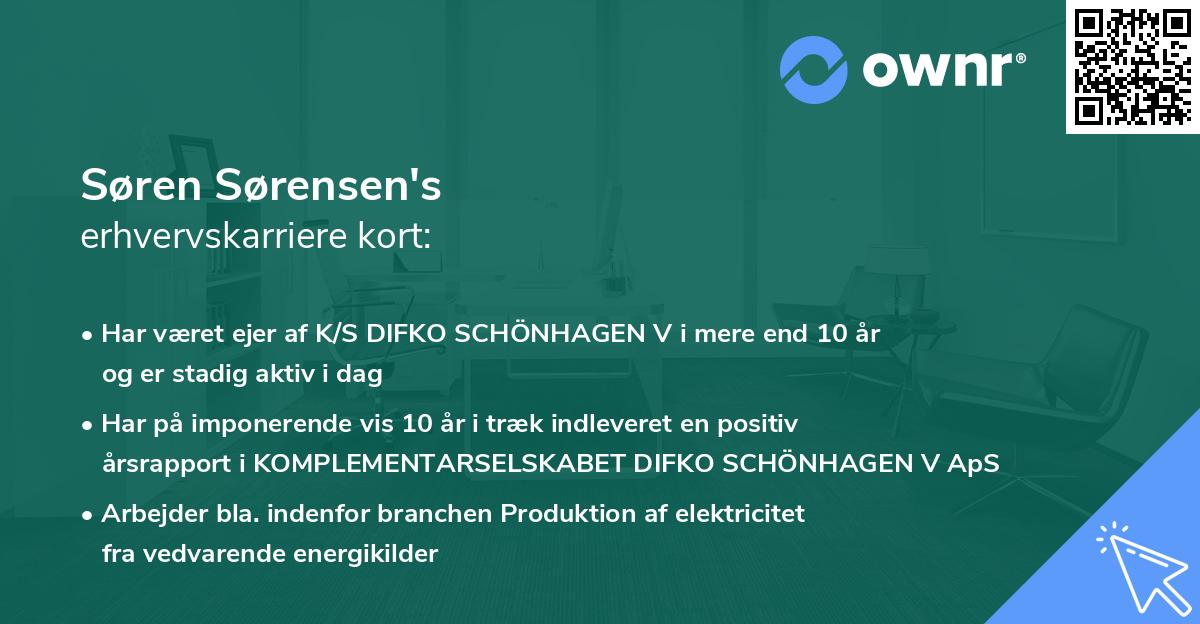 Søren Sørensen's erhvervskarriere kort
