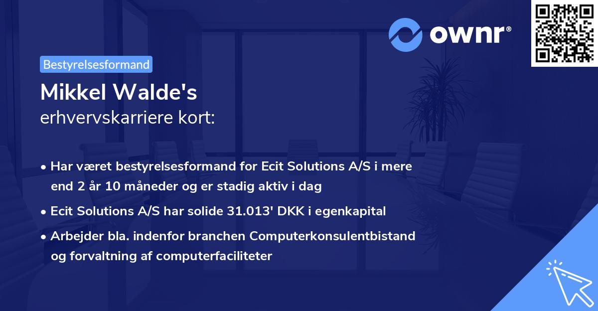 Mikkel Walde's erhvervskarriere kort