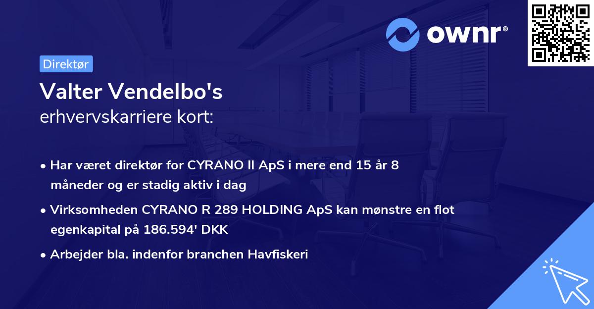 Valter Vendelbo's erhvervskarriere kort