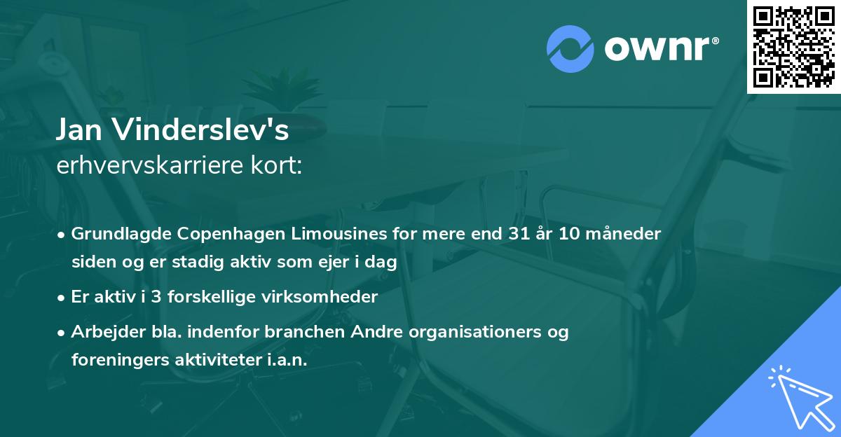 Jan Vinderslev's erhvervskarriere kort