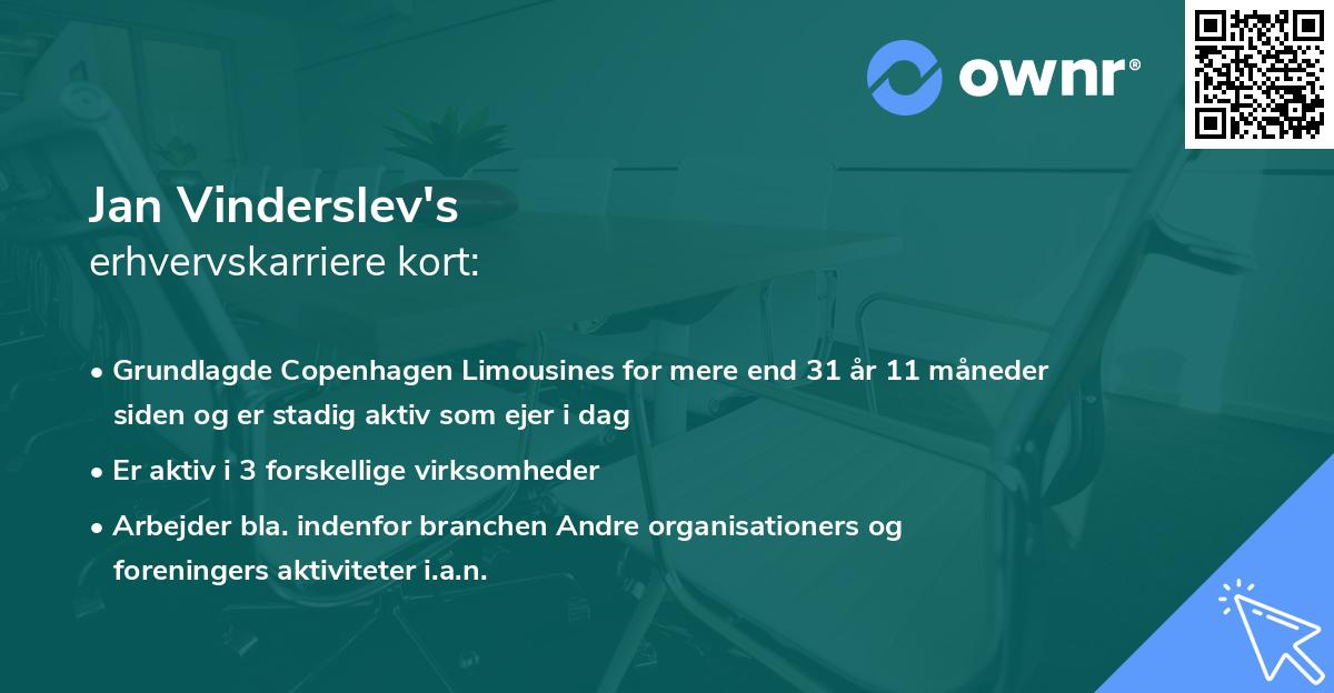 Jan Vinderslev's erhvervskarriere kort
