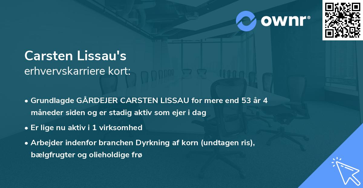 Carsten Lissau's erhvervskarriere kort